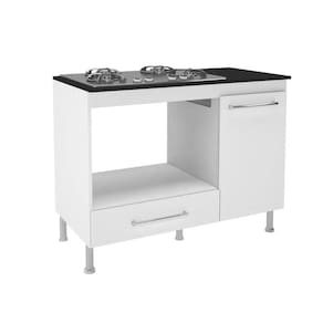 Balcão Para Cooktop 105cm Indekes 6086-491 Branco Com Preto