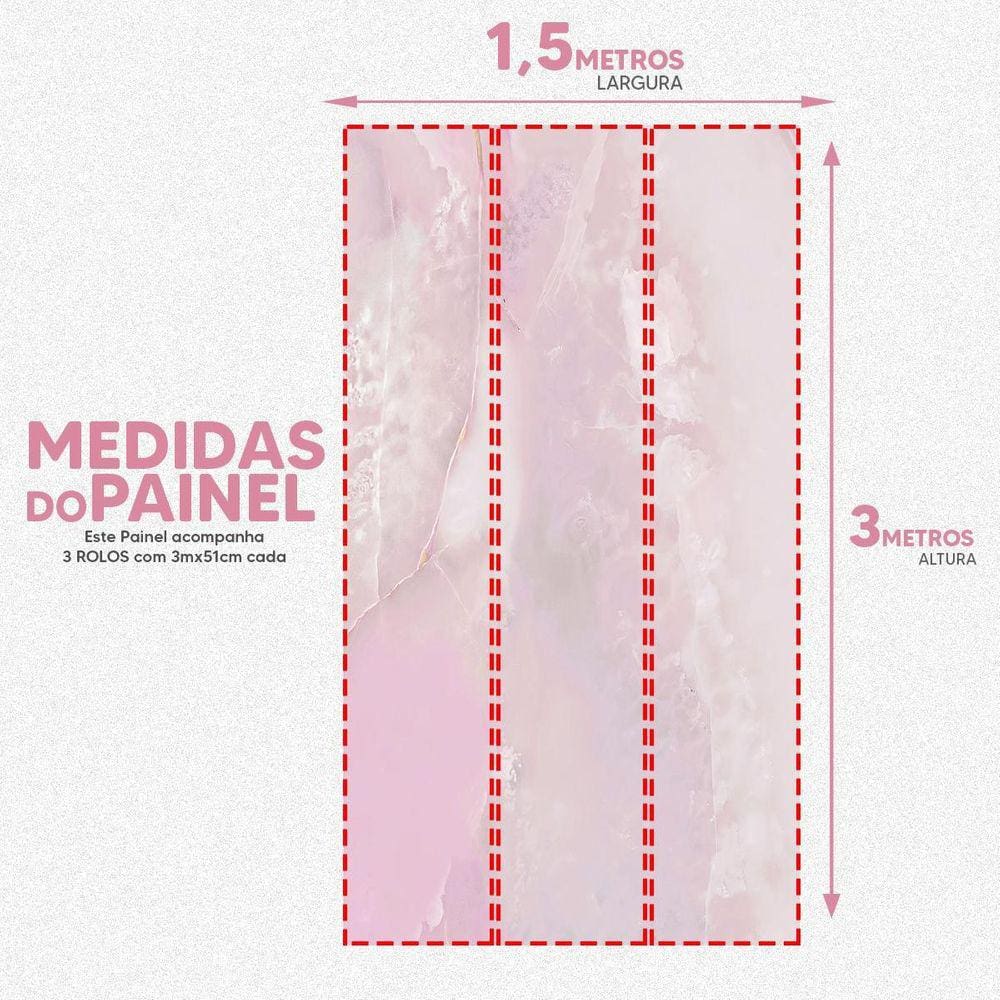 Papel De Parede Painel 3D Mármore Calacata Rosa Claro 1,5M