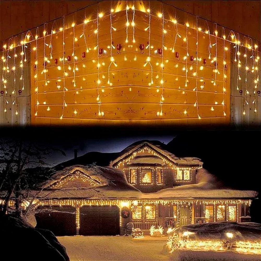 Luz de Natal Cascata 400 Lâmpadas Led War Fio Branco Bivolt 10m
