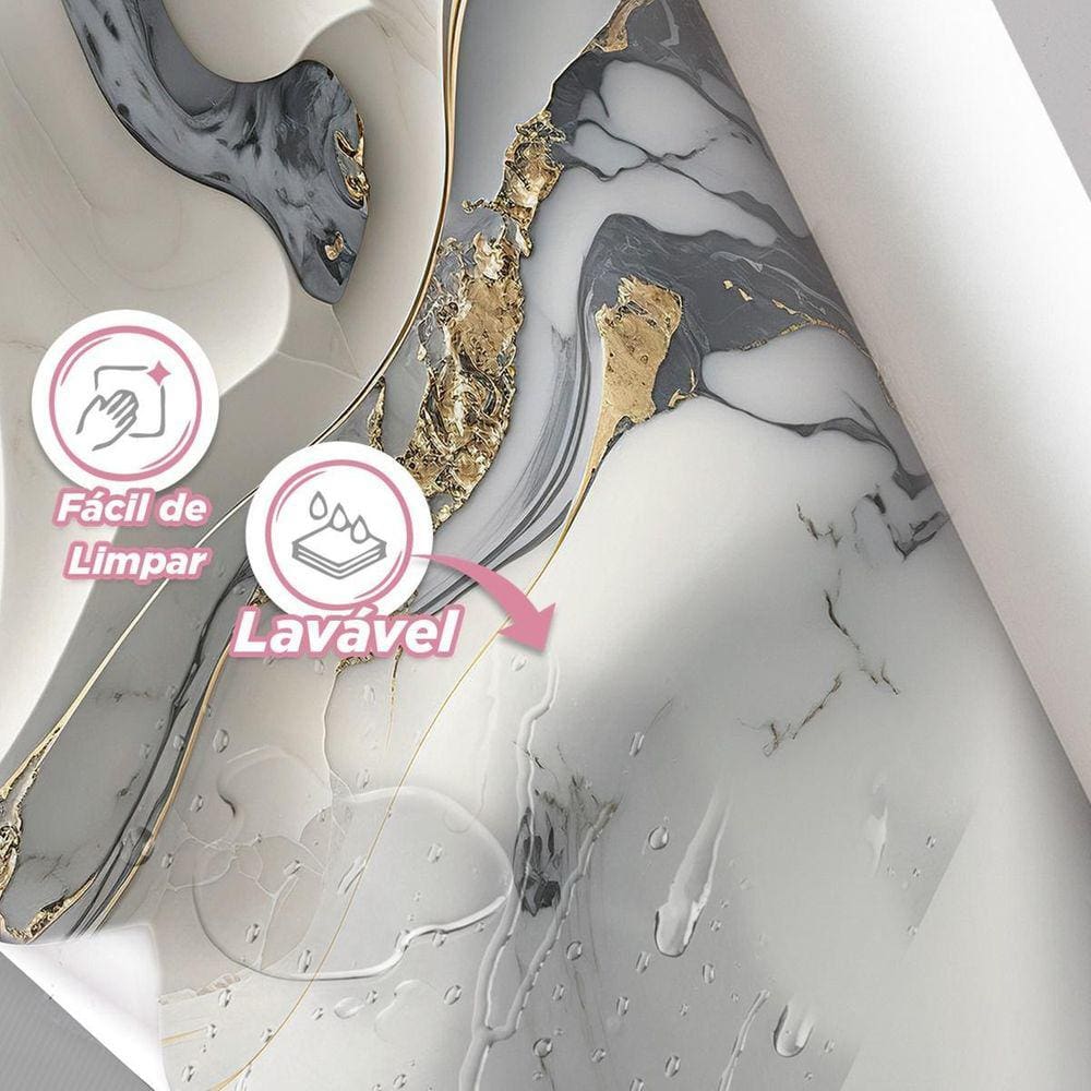 Papel De Parede Painel 3D Mármore Branco Com Cinza 1,5M