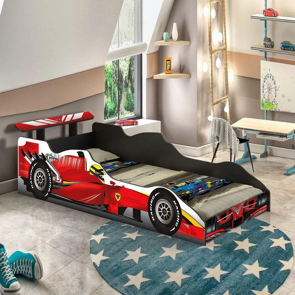 Cama Infantil Carro 100%MDF Racing Car P13 Vermelho - Mpozenato