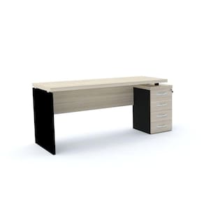 Mesa para Escritório 4 Gavetas PE40 Nogueira Casablanca/Preto