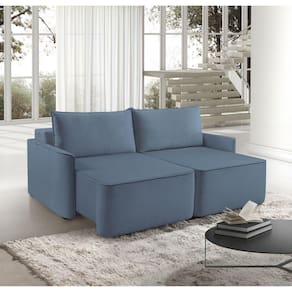 Sofá Retrátil 160cm com Porta USB 2 Lugares Moon 2324 Azul
