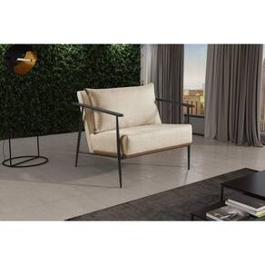 Poltrona em Linho 70cm com Estrutura de Metal Ferco Bege Claro