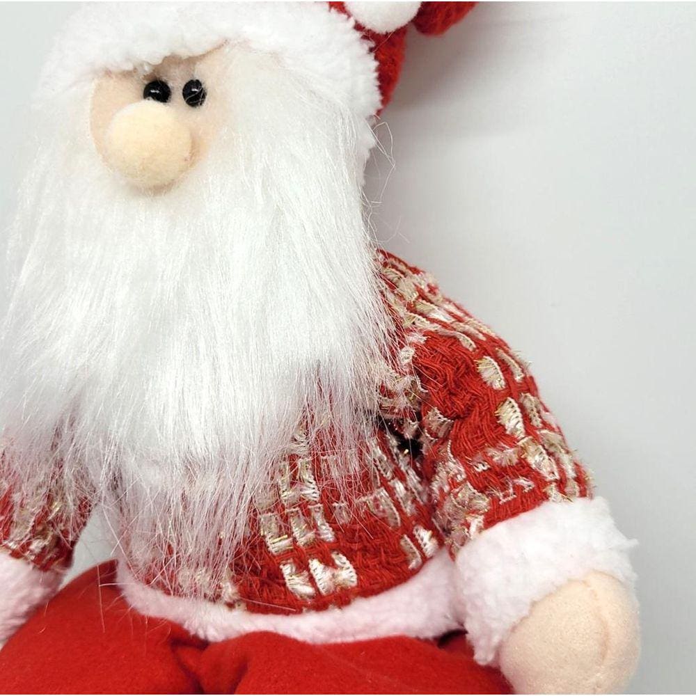 Boneco Papai Noel em Pé Vermelho e Marrom Segurando Lanterna e Coração 90cm  - Ref 73581001 D&A - CCS Decorações