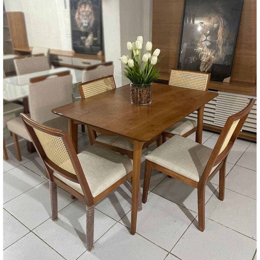 Sala de Jantar Completa com 4 Cadeiras 1,20x0,90m - Escócia - Art Salas