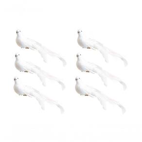 Kit Pomba Branca Plumas 17cm 6 Unidades Enfeite Natal
