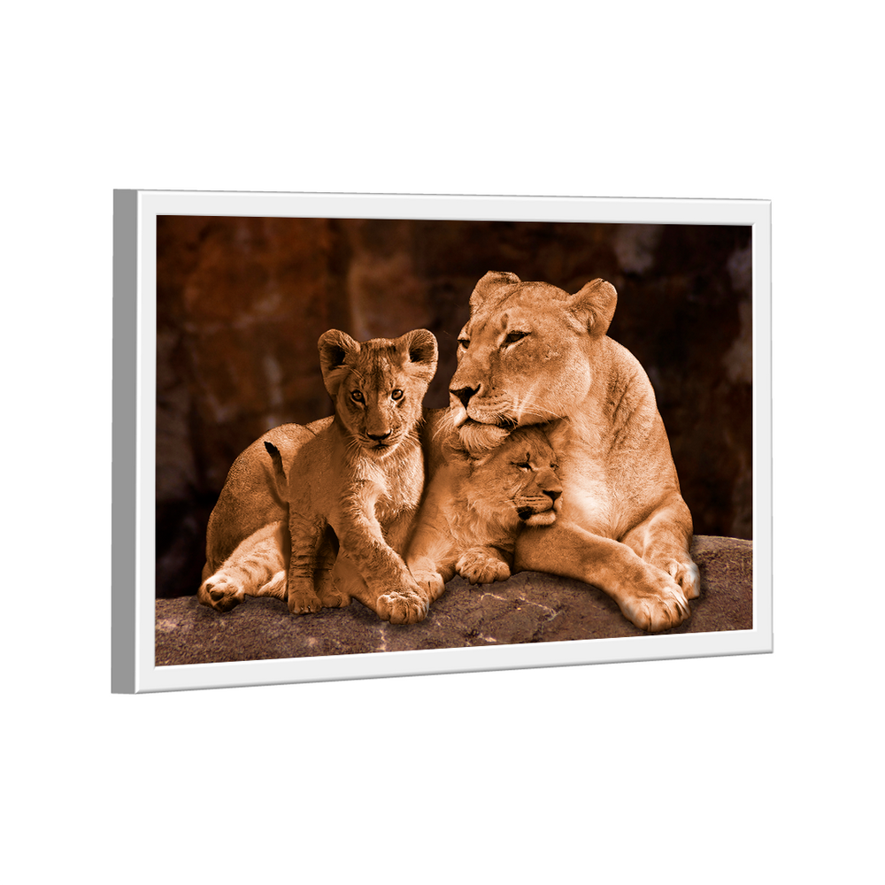 Quadro Leoa e 2 Filhotes -- BR ARTES