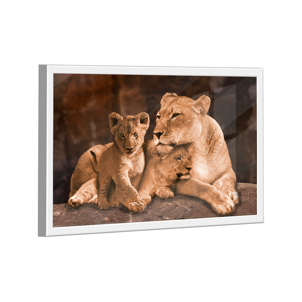 Quadro Leoa e 2 Filhotes -- BR ARTES