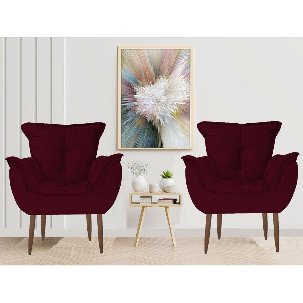 Cadeiras Decorativa Milena Quarto Sala Suede Bordo