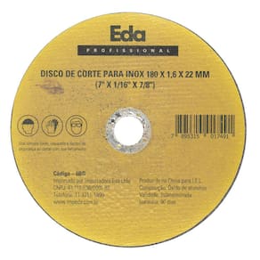 Disco de Corte - 7 x 1/16 x 7/8 Polegadas - Fino Para Inox - 0BG - EDA