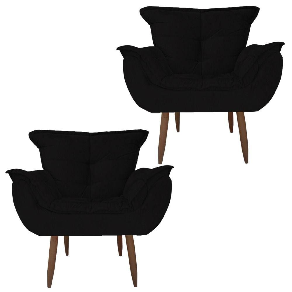 Cadeiras Decorativa Milena Quarto Sala Suede Preto