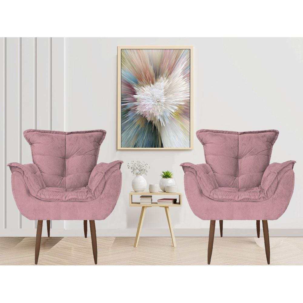 Cadeiras Decorativa Milena Quarto Sala Suede Rosa
