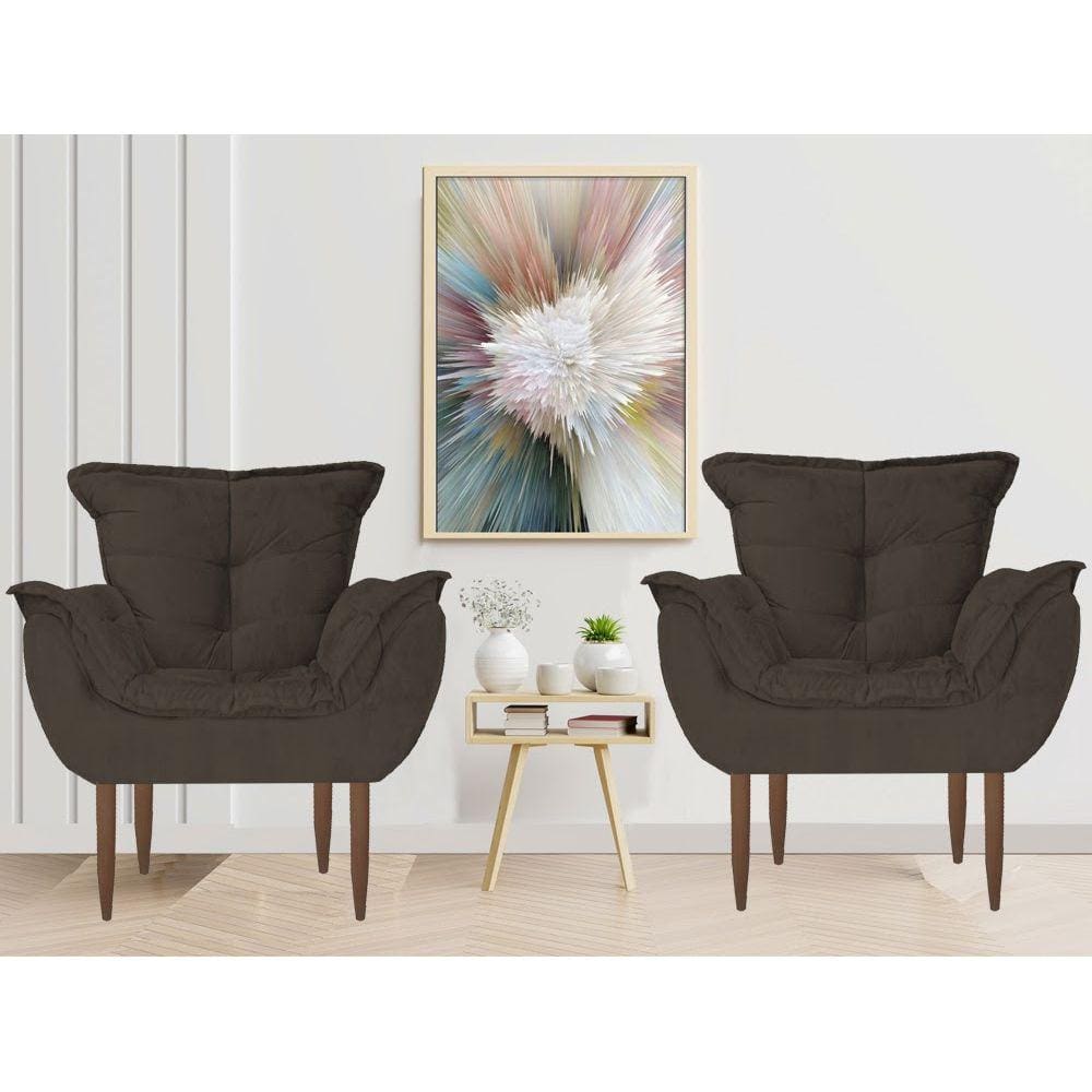 Cadeiras Decorativa Milena Quarto Sala Suede Marrom