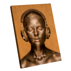 Quadro Mulher Dourada de Fone -- BR ARTES