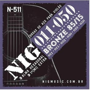 Encordoamento Violão Aço-bronze 85-15 Nig 011" - 050" - 1ª Corda (mí) Extra N511