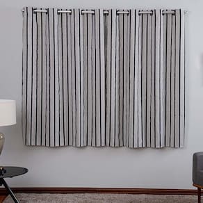 Cortina Ipanema Jacquard Estampado 2,00x1,70m Para Sala Quarto Varão 2m - Listra Preto