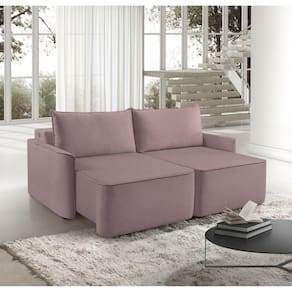 Sofá Retrátil 220cm com Kit Entrada USB 4 Lugares Moon 2326 Rosa