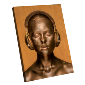 Quadro Mulher Dourada de Fone -- BR ARTES