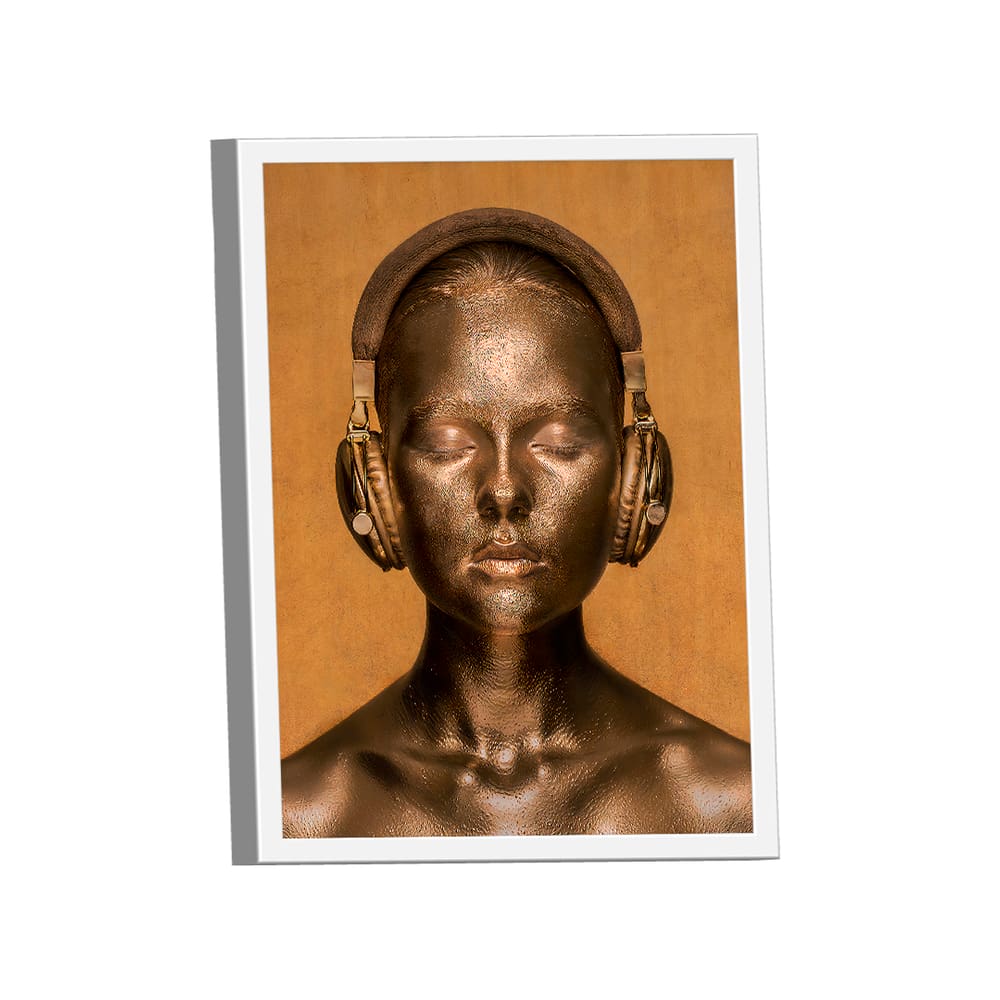 Quadro Mulher Dourada de Fone -- BR ARTES