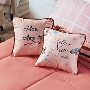 Par De Capas De Almofadas Mamma Amore Rosê 45Cm X 45Cm - Tecido Suede