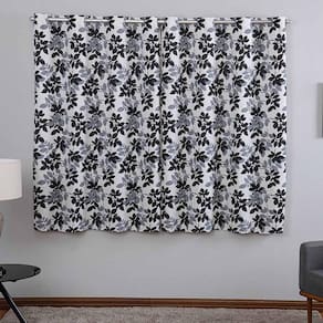 Cortina Ipanema Jacquard Estampado 2,00x1,70m Para Sala Quarto Varão 2m - Folhagem Cinza