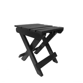Banco Banquinho Dobrável Ripado Para Sentar (estilo Mesa) Preto