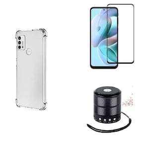 Kit Mini Som Bluetooth Moto G10 + Capa Anti Impacto + Película Vidro 3D