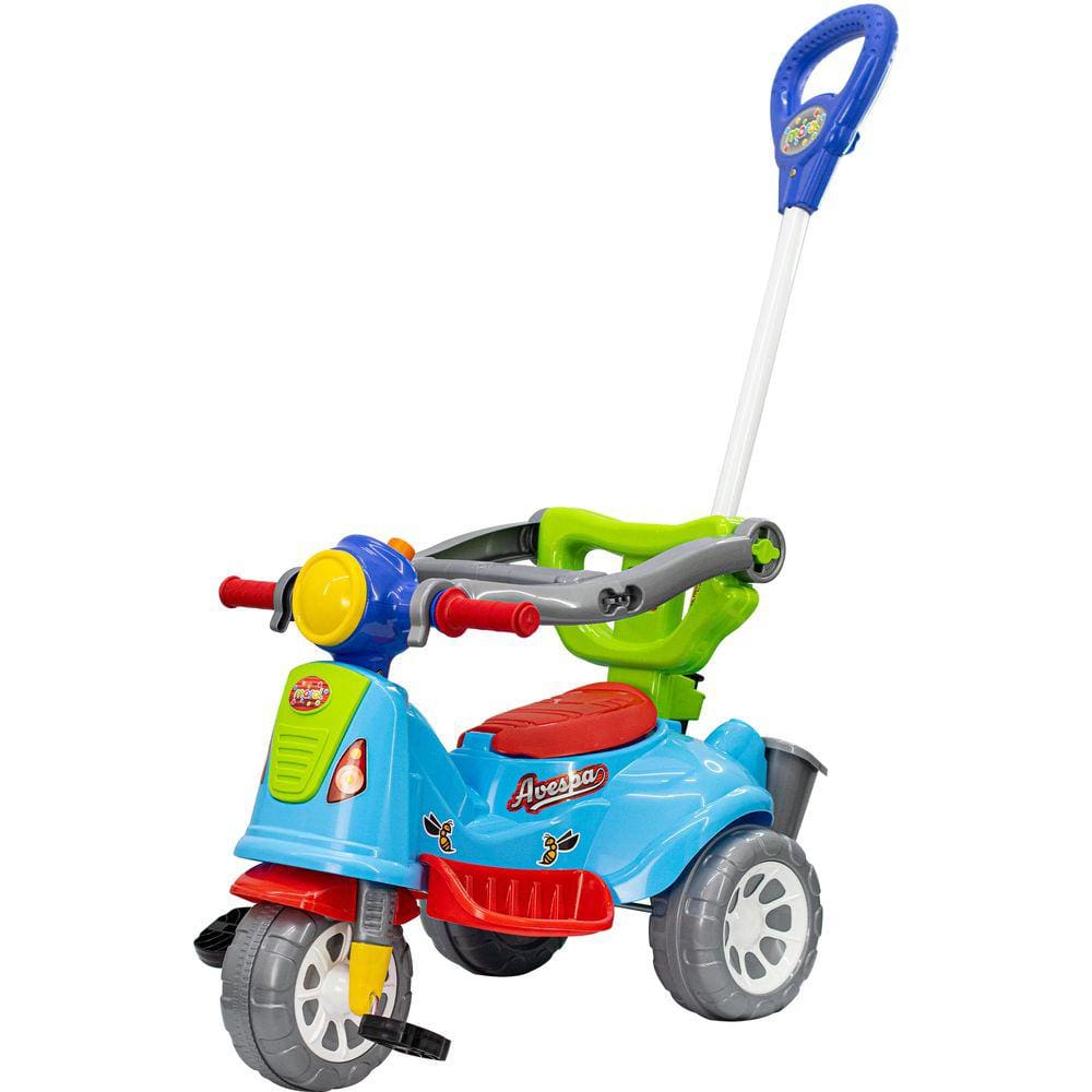 Triciclo Infantil Ultra Bikes Motoca Com Buzina Menina/Menino -  Azul+amarelo