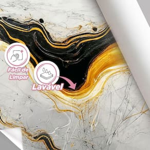 Papel De Parede Painel 3D Mármore Branco Preto Dourado 4M