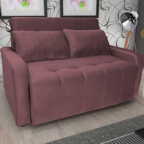 Sofá Cama Veludo 2 Lugares Amora New Rose