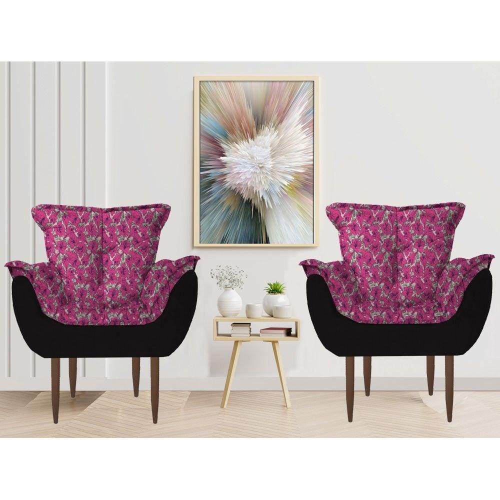Cadeiras Decorativa Milena Quarto Sala Suede Floral A6