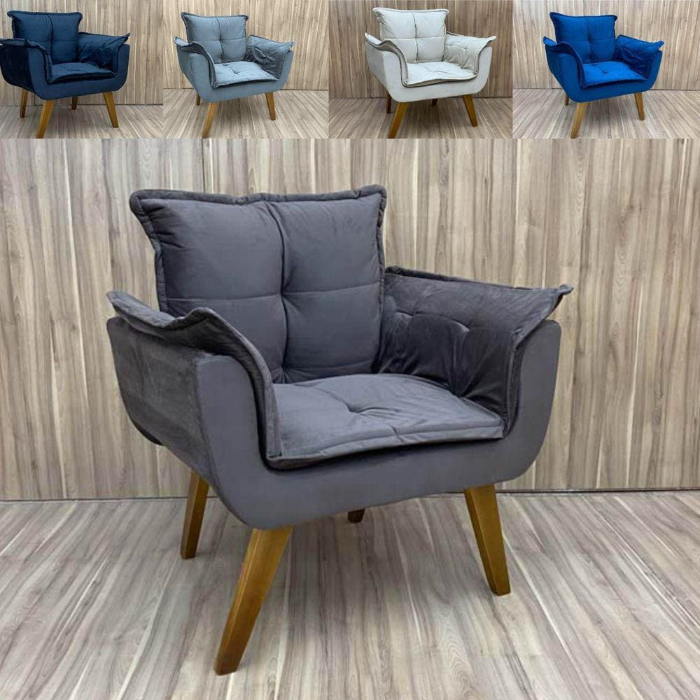 Poltrona Decorativa Para Todos os Ambientes Pes em Madeira