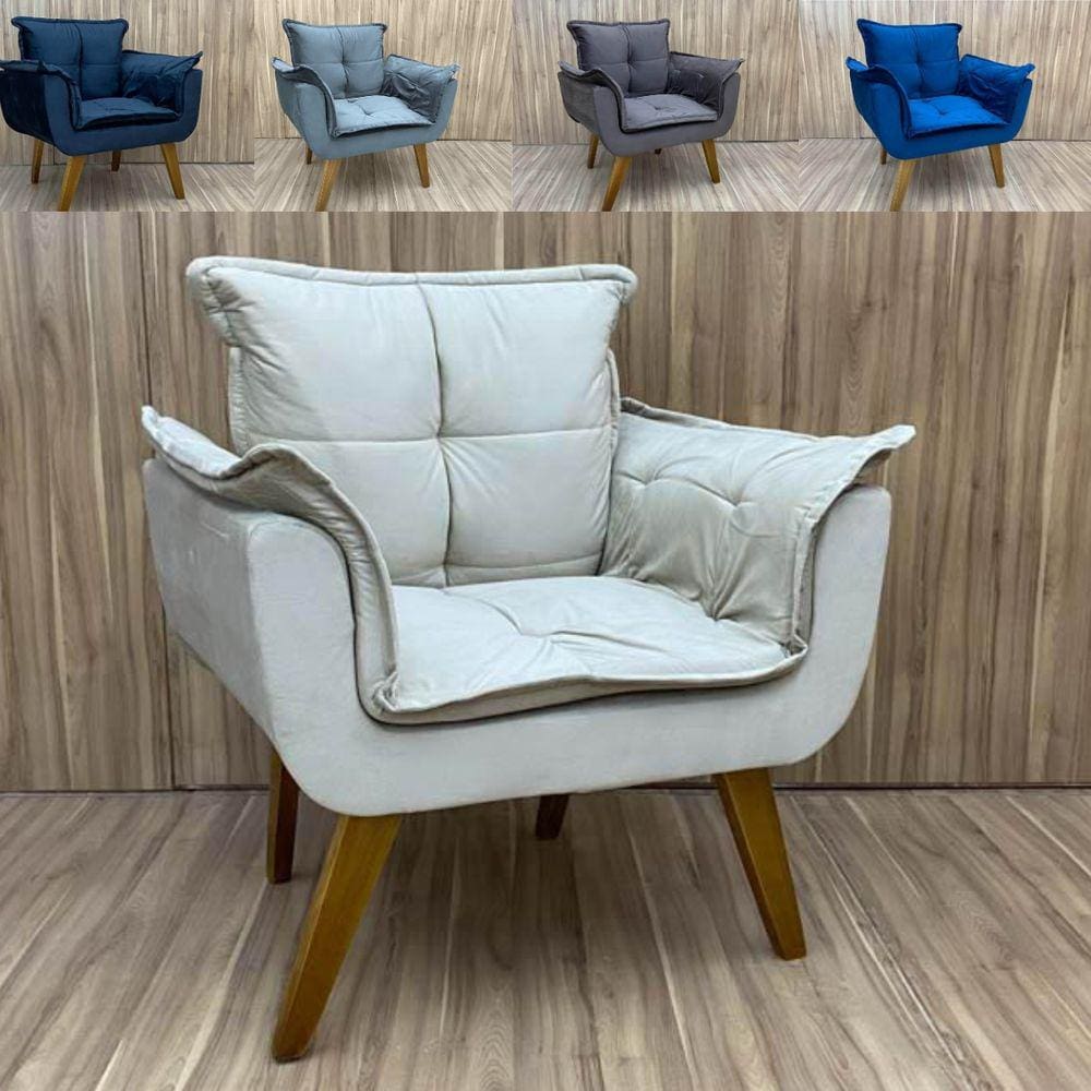 Poltrona Decorativa Para Todos os Ambientes Pes em Madeira