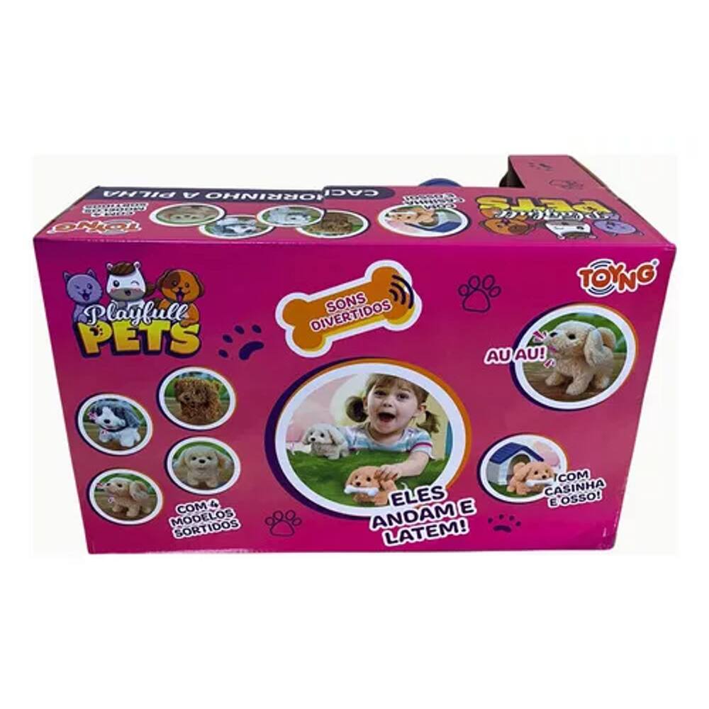 Cachorro Playfull Pets Marrom Com Casinha e Osso | Casas Bahia