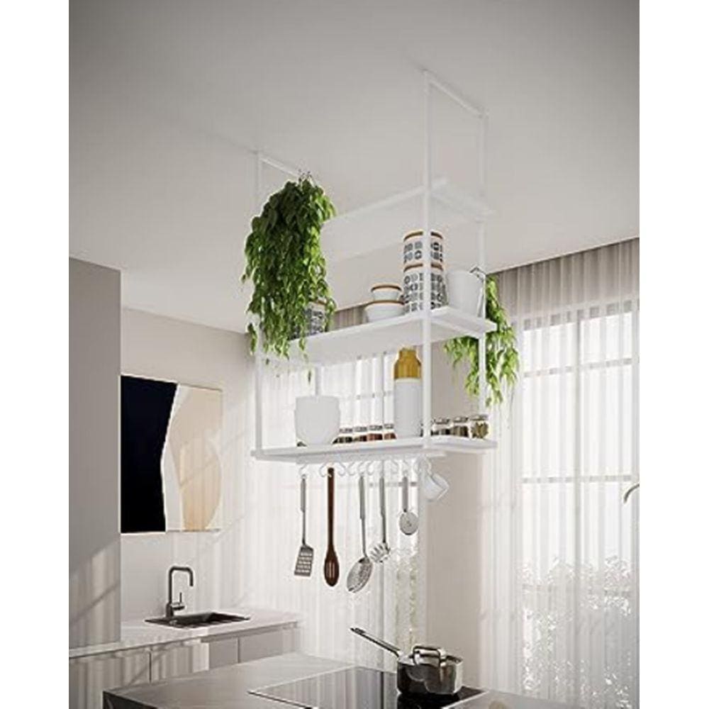 Nicho De Teto Para Cozinha 95Cm Branco Com Prateleira Branca