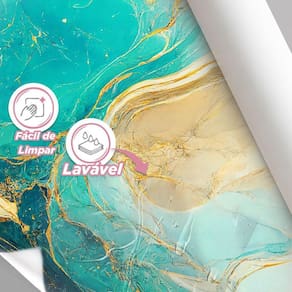 Papel De Parede Painel 3D Mármore Azul E Amarelo Viníl 4M
