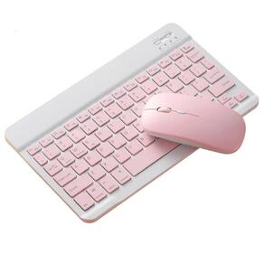 Teclado Bluetooth + Mouse Sem Fio | Rosa Claro | ABNT 1