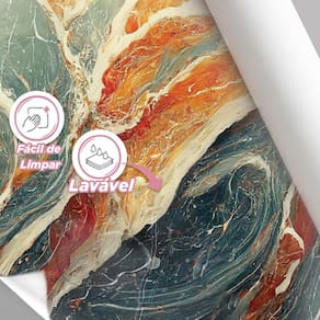 Papel De Parede Painel 3D Mármore Branco Cinza Vermelho 4M
