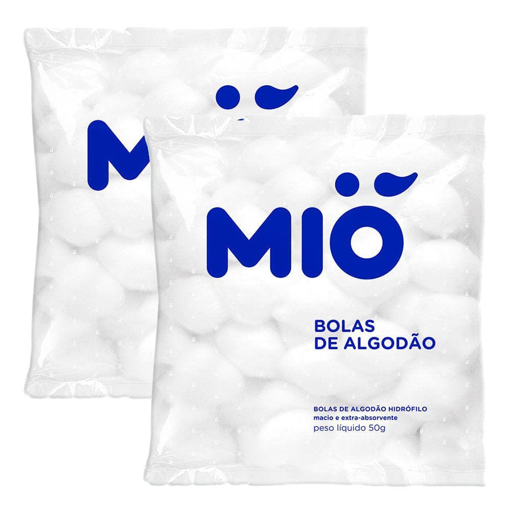 Kit 2 Algodão Mió Bola Hidrófilo 50g