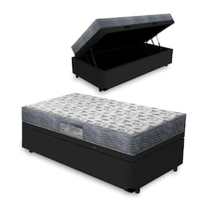 Cama Box Baú Solteiro + Colchão D45 Iso 150 Ortobom 96cm Preto - Suporta até 120kg Por Pessoa
