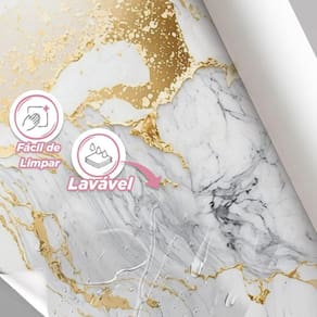 Papel De Parede Painel 3D Mármore Branco E Dourado 2M