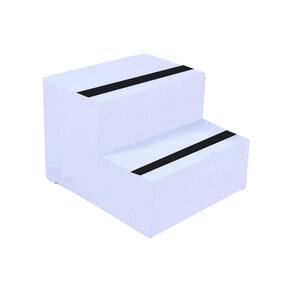 Escada Auxiliar C/ Fita Anti Derrapante 2 Degraus Branco Em Mdf