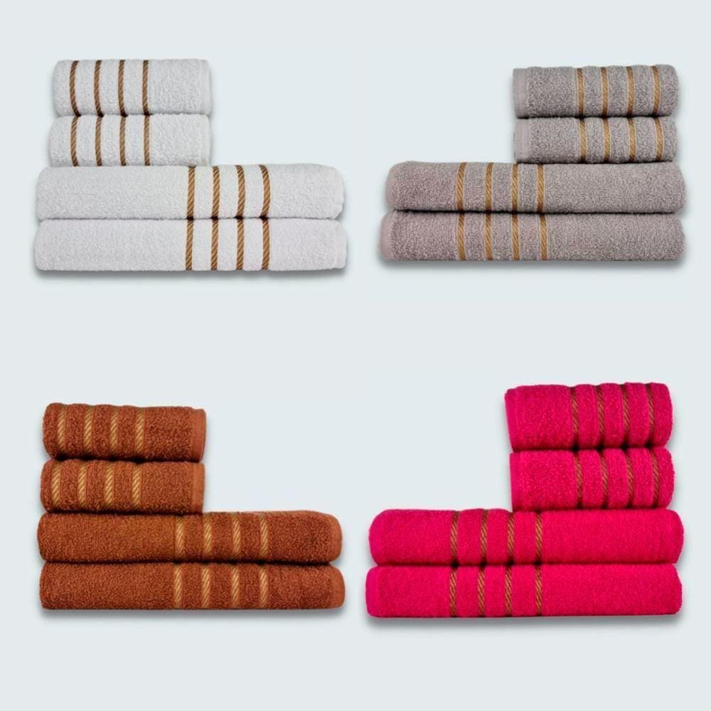 Jogo De Toalhas 16 Pç Coleção Dubai 100% Algodão Br+cz+mr+rs