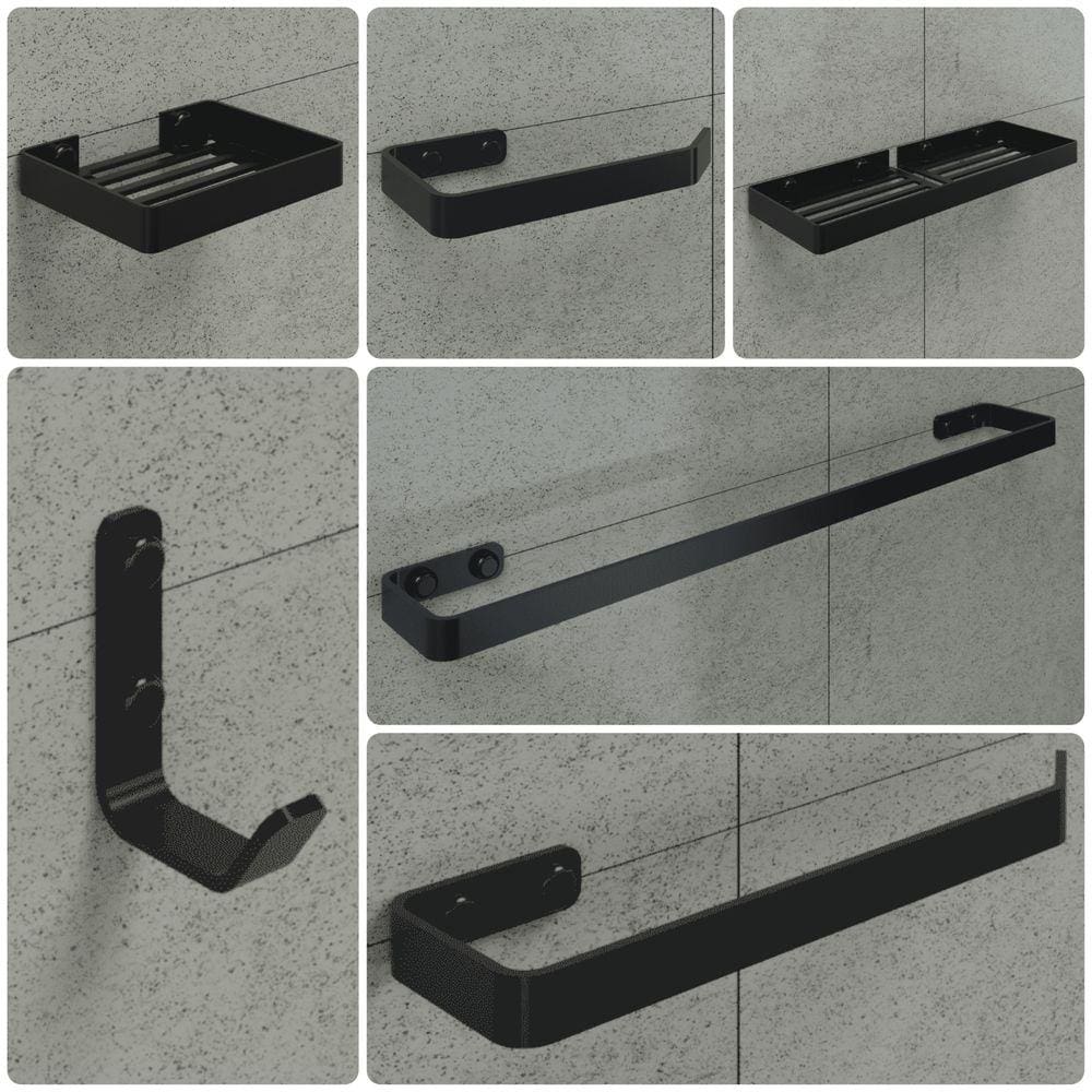 Kit de Acessórios Para Banheiro Preto Fosco 6 Peças FS