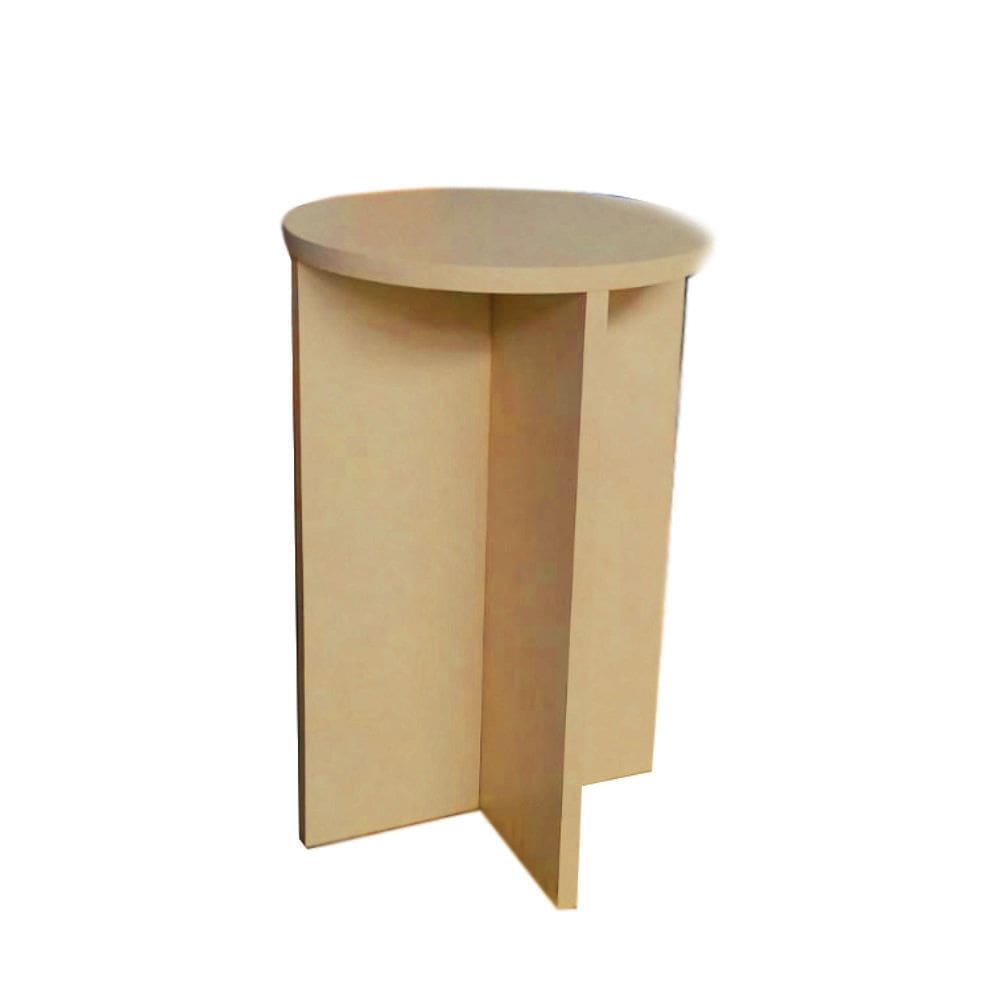 Banco Tampo Redondo 65 cm Natural Em Mdf