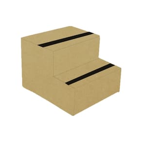 Escada Auxiliar C/ Fita Anti Derrapante 2 Degraus Natural Em Mdf