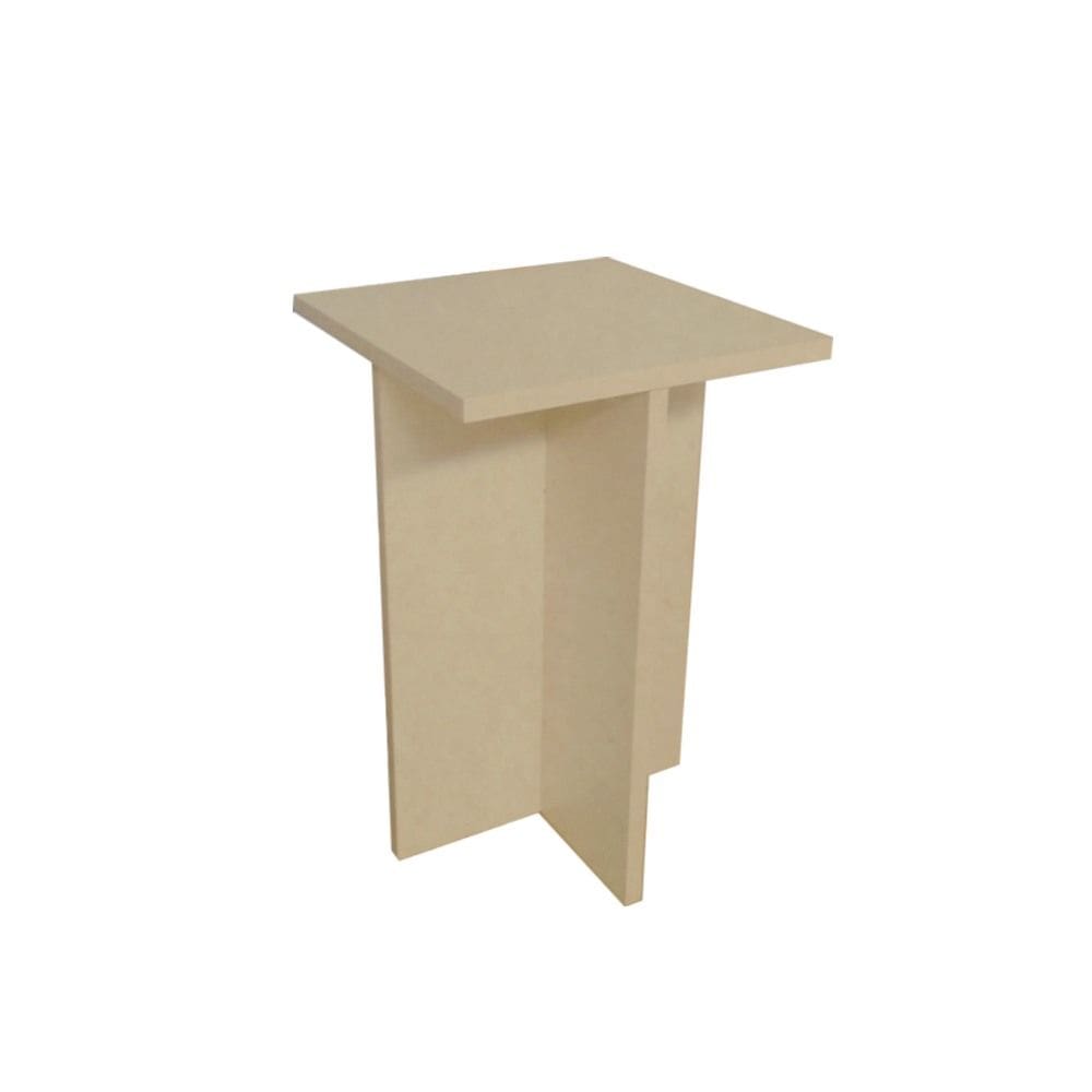 Banco Tampo Quadrado 65 cm Natural Em Mdf