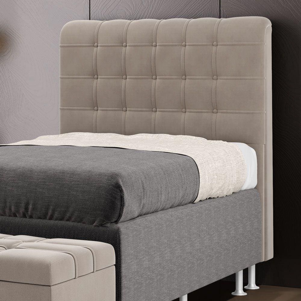 Cabeceira Estofada para Cama Box Dama 90 para Cama de Solteiro Sued Capuccino Aradecor