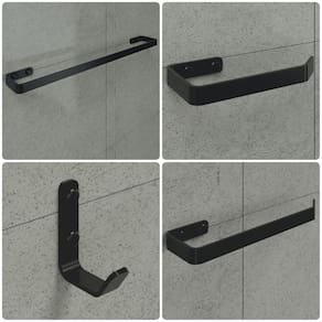 Kit de Acessórios Para Banheiro Preto Fosco 4 Peças FS